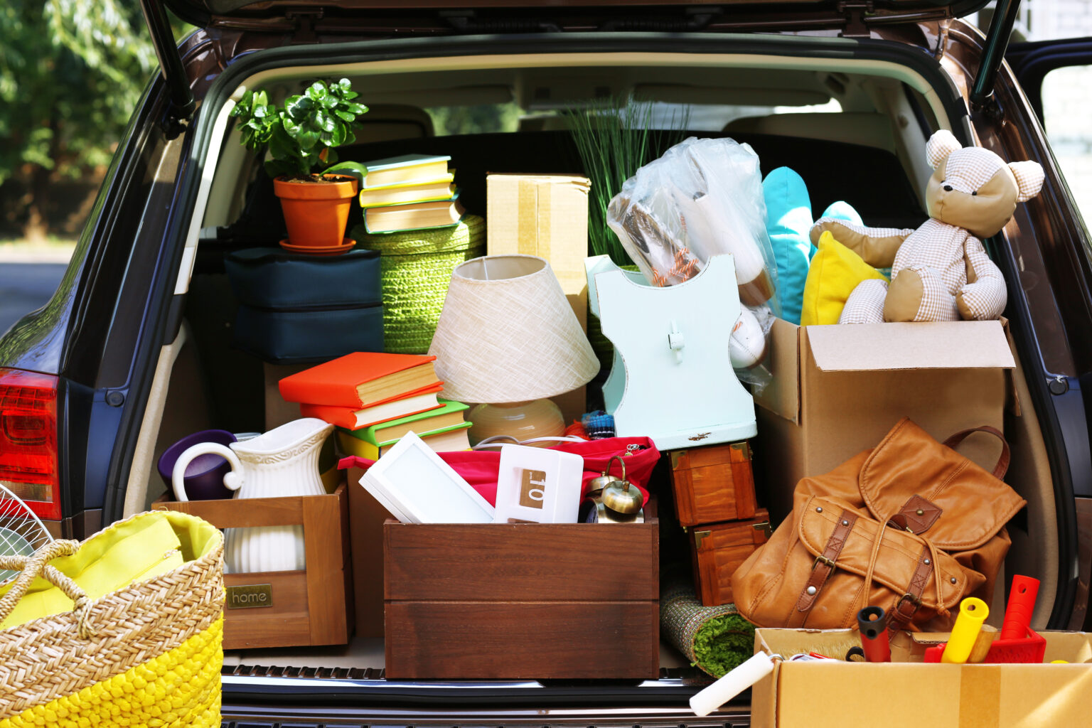 Car packed full with household belongings